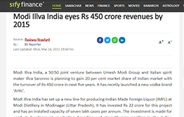 Modi Illva India eyes Rs 450 crore revenues by 2015 - Sify.com