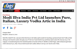 Modi Illva India Pvt Ltd launches Pure, Italian, Luxury Vodka Artic in India